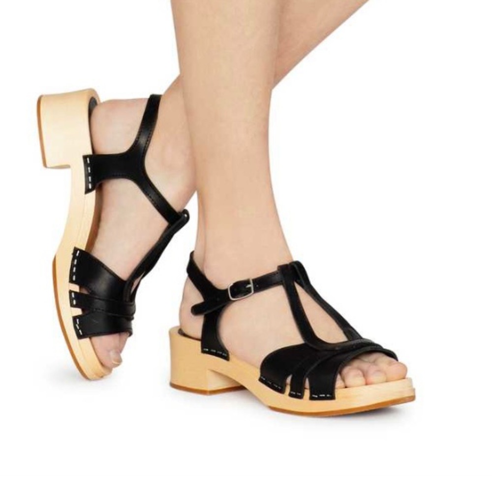 Swedish Hasbeens Clogs Ulla Low Heel Black size 40